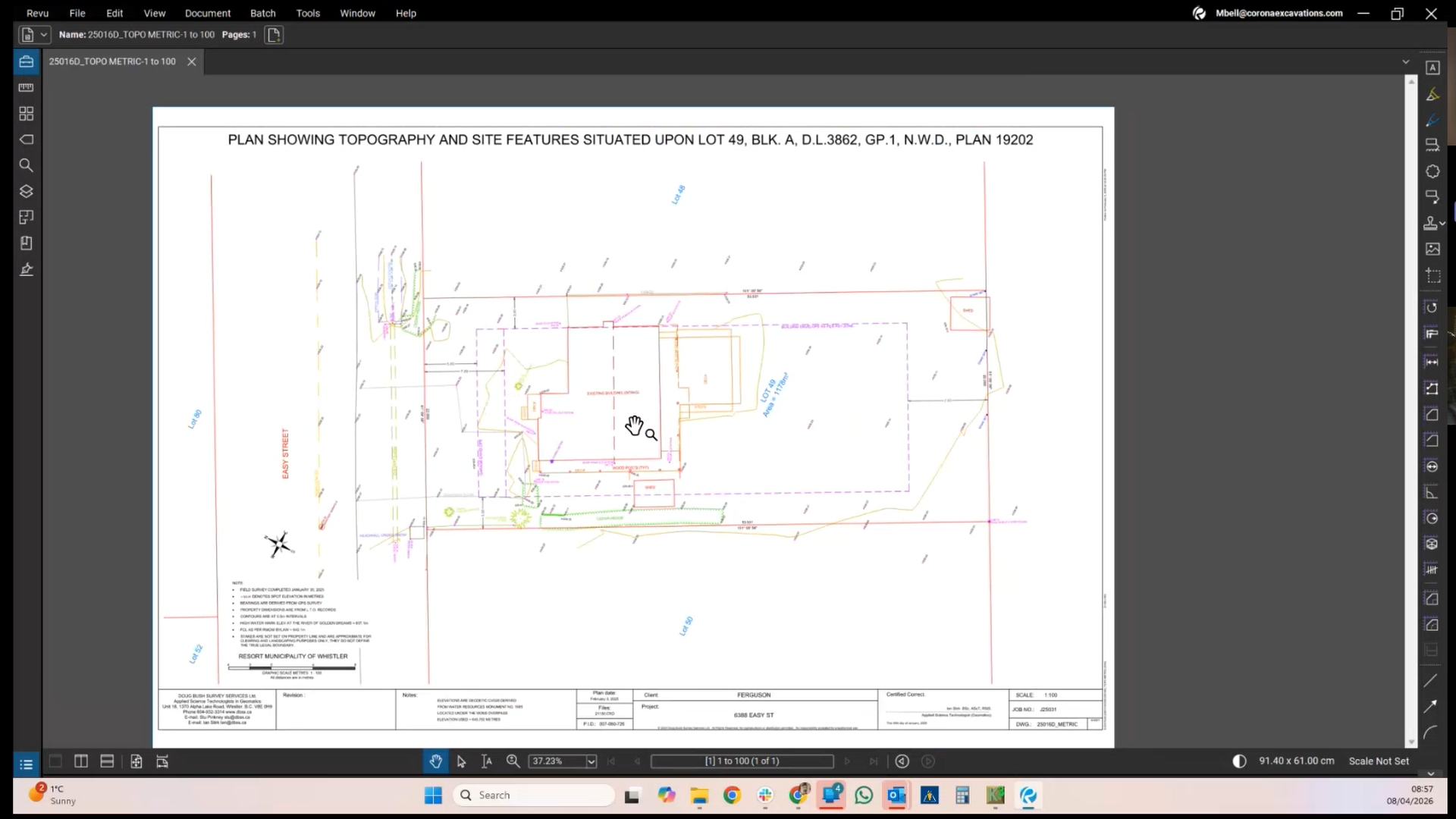 Site plan displayed in AutoCAD
