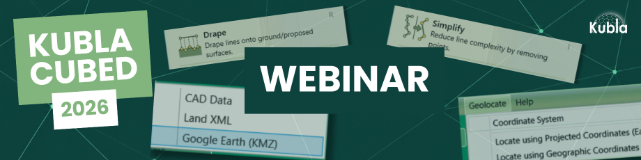 Kubla Cubed 2026 webinar banner showing previews of new software tools